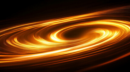 Poster - Swirling gold light vortex on dark background for abstract design