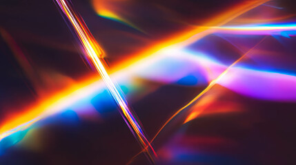 Poster - abstract prism light refraction with golden and rainbow colors for modern design