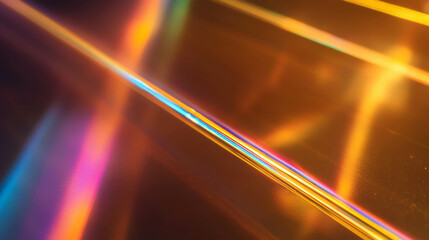 Poster - Enchanting golden light refraction with prism colors for artistic design