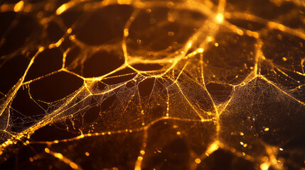 Poster - Enchanting golden frost-covered spiderweb aesthetic for autumn and winter themes