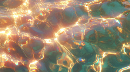 Poster - Golden light reflections on rippling water surface for creative design