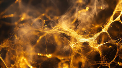 Poster - Enchanting golden spiderweb with ethereal soft glows for elegant design