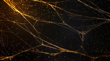 Poster - Golden spiderweb background with abstract patterns for elegant design