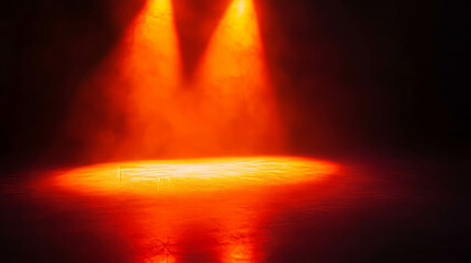 Poster - Dramatic stage background with warm spotlight and smoky atmosphere for theater design