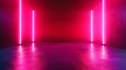 Poster - Vibrant hot pink neon light background for creative design projects