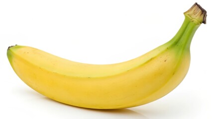 Single Ripe Banana on White Background