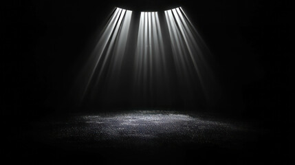 Poster - Dramatic sunlight beams in dark room for mystical design concepts