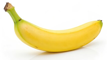 Single Ripe Banana on White Background