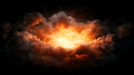 Poster - Intense sunlight emanating from fiery clouds in atmospheric background