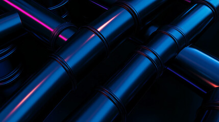 Poster - Futuristic background of interconnected pipes with neon lighting for design concepts