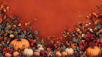 Autumn Pumpkins and Fall Foliage