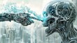 © นัสรีน ถนอมวงศ์ - Futuristic creation event robot and human interaction urban city digital art sci-fi environment close-up view technology concept