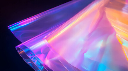 Poster - Vibrant abstract background of layered translucent plastic sheets for artistic design