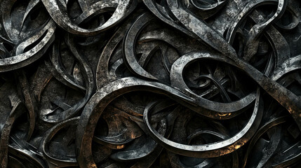 Poster - Intertwined metallic vines on textured background for artistic design