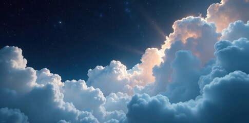 Wall Mural - ethereal white clouds drift across a deep black void , soft, peaceful, moon