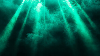 Poster - Mint light and fog illuminating abstract background for graphic design