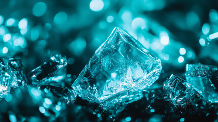 Poster - Mint light reflecting on ice diamond background for elegant design projects