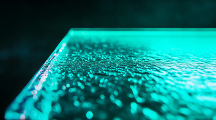 Poster - Abstract mint light refraction on textured glass surface for modern design