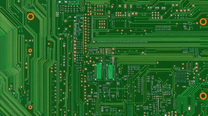 Poster - Advanced industrial automation where robotic arms are quickly and accurately producing electronic circuits.