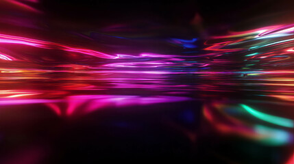 Poster - Colorful neon light reflection on dark surface for creative designs