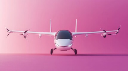 Poster - Autonomous urban air taxi on a deep magenta background, representing future eco-friendly transportation.