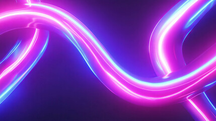 Fototapete - Neon light abstract background with flowing shapes for modern design