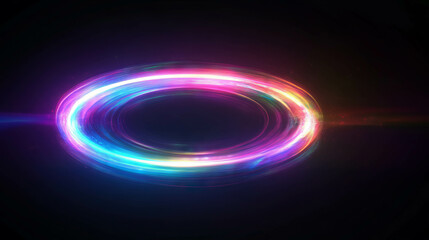 Poster - Vivid neon light gradient with multicolored circular motion for modern design