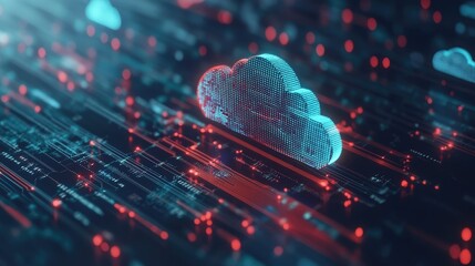 Poster - A futuristic concept of brainwaves syncing with AI-driven cloud computing technology.