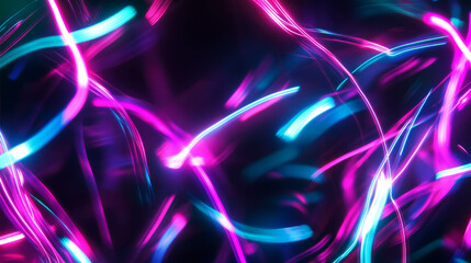 Poster - Vibrant neon light trails creating dynamic background for creative design