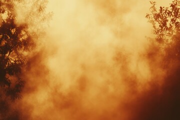 Poster - Forest fire engulfs trees, creating a fiery landscape with smoke filling the air and space for additional text. Generative AI