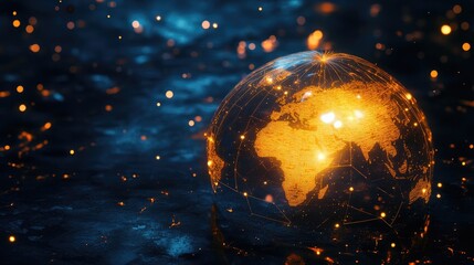 Poster - A glowing umbrella of AI-driven defense grids shielding the world, representing cybersecurity and blockchain protection.