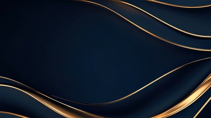 Aufkleber - Abstract Gold Waves on Dark Blue Background: Elegant and Luxurious Texture Design