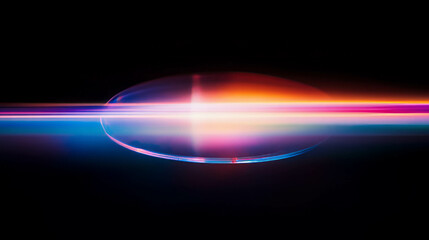 Poster - Vibrant pastel rainbow light on black background for creative design