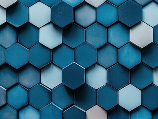 Poster - Abstract Hexagon Pattern Background Texture in Shades of Blue