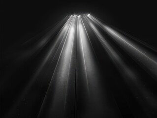 Poster - Abstract Light Rays on Dark Background: Bright Beams and Glowing Lines