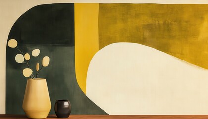 Poster - Abstract Minimalist Wall Art with Earthy Tones and Organic Shapes