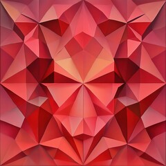 Fototapete - Abstract Red Geometric Pattern with Triangular Facets and Gradient Shades