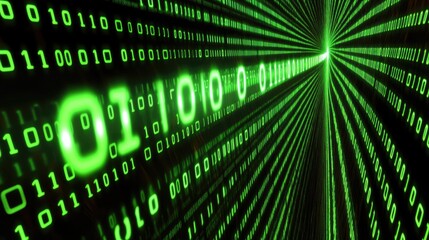 Poster - Brainwaves transformed into binary code, flowing into a high-tech supercomputer, symbolizing AI integration.