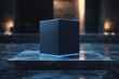 © Mariya - Minimalist Black Cube on Dark Background with Soft Lighting Display Showcase