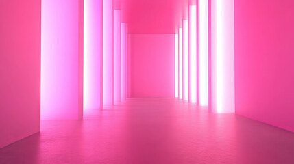 Poster - Calming pink light background in a serene minimalist hallway
