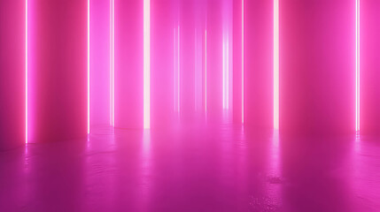 Poster - Calming pink light background with illuminated columns for relaxation and serenity