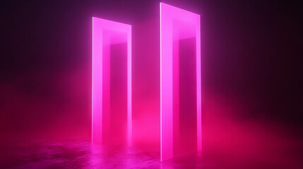 Poster - Futuristic pink light structures creating depth and dimension for modern design concepts