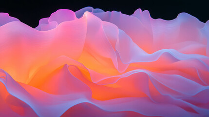 Poster - Abstract organic waves with pink and orange light for creative design