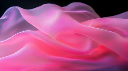 Poster - Ethereal pink glow illuminating flowing sheer fabric for creative design