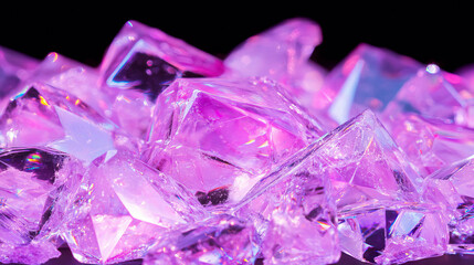 Poster - Glistening pink light reflecting on crystal facets for festive decor and design