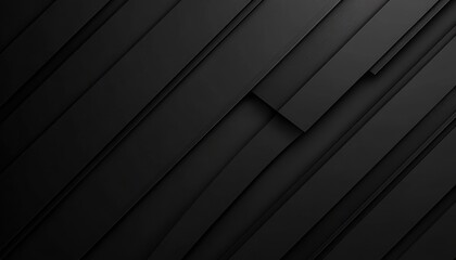 Poster - Abstract Black Geometric Background with Diagonal Lines and Depth