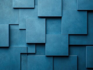 Poster - Abstract Blue Geometric Background with Textured Cubes