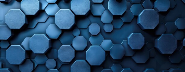 Poster - Abstract Blue Hexagon Pattern Background Texture