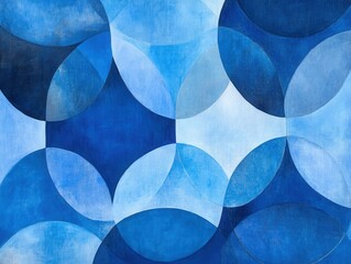 Poster - Abstract Blue Watercolor Circles Pattern Background