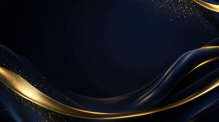 Aufkleber - Abstract Dark Blue and Gold Wave Background.  Elegant Luxury Design with Metallic Glitter and Sparkle